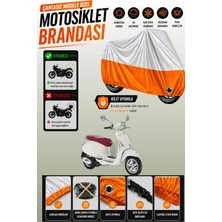Cemku Twin Üst Gri - Alt Turuncu Vespa Primavera 50 Touring Uyumlu Motor Brandası, Arka Çanta Uyumsuz