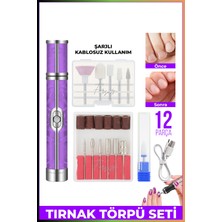 Şarjlı | Taşınabilir 12 Parça Tırnak Manikür Pedikür Törpü Makinesi |