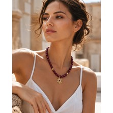 Solare Accessories Yeşim Taşlı Güneş Figürlü Doğal Taş Kolye