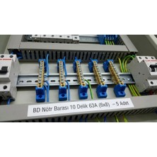 Bd Nötr Barası 10 Delik 63A (6x8) – 5 Adet | Elektrik Dağıtım Panosu Için Ayaklı Topraklama Barası