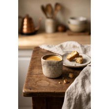 Koza Home Must Bej/beyaz Stoneware El Yapımı Mug & Türk Kahvesi Karışık 2li Set 8638