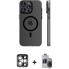 Pileli Store Pilelistore™ iPhone 15 Pro Max Kılıf Pusula Minimal Koleksiyonu - Siyah Vanessa Magic Hayalet Cam + Pvd Metal Kamera Lens - Gs