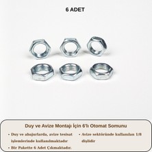 Retro Vitrini Duy ve Avize Montajı Için 6'lı Otomat 1/8 Dişli Somun