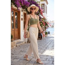 Lela Regular Fit Normal Bel Geniş Paça Pantolon Bayan Pantolon 5866117