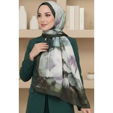 Hadiora Kadın Haki Çiçek Desenli Soft Şal