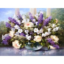 Womb Hobby Mor ile Beyazın Dansı 40X50 cm Tuvale Gerili Sayılarla Boyama Seti Renkli Sanatsal Malzeme