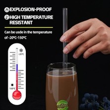 Skygo Cam Pipet Set Bükülebilir, Temizleme Fırçalı Çevre Dostu, Tekrar Kullanılabilir, Dayanıklı Cam Smoothie, Kahve ve Soğuk Içecekler Için Ideal (6)