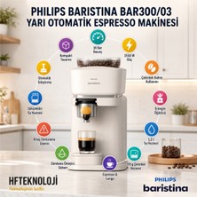 Philips Baristina 1550 Watt Güç 16 Bar Basınç , Çift Kahve Filtresi, ,espresso Makinesi- BAR300/03