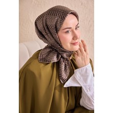 Silk Home Twill Ipek Eşarp Minimal Desen Acı Kahve 90X90