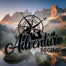 Sticker Usta Adventure Begins Sticker - Araba Oto Motosiklet Karavan Araç Cam Sticker - 00344