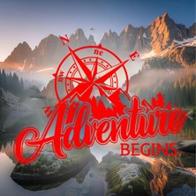 Sticker Usta Adventure Begins Sticker - Araba Oto Motosiklet Karavan Araç Cam Sticker - 00344