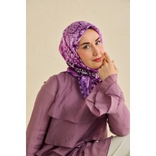 Silk Home Twill Ipek Eşarp Klasik Motif Mor 90X90