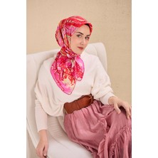 Silk Home Twill Ipek Eşarp Art Desen Fuşya 90X90