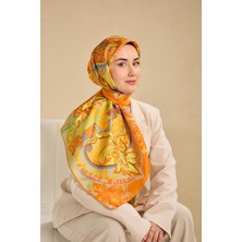 Silk Home Twill Ipek Eşarp Art Desen Pastel Turuncu 90X90