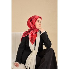 Silk Home Twill Ipek Eşarp Art Desen Koyu Kırmızı 90X90