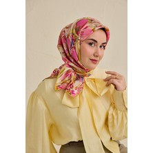 Silk Home Twill Ipek Eşarp Floral Art Desen Krem 90X90