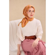 Silk Home Twill Ipek Eşarp Yaprak Ritmi Koyu Turuncu 90X90