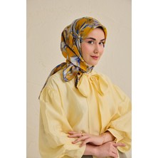 Silk Home Twill Ipek Eşarp Floral Art Desen Hardal 90X90
