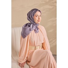 Silk Home Twill Ipek Eşarp Minimal Desen Füme 90X90