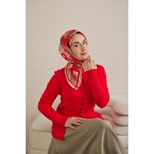 Silk Home Twill Ipek Eşarp Çiçek Desen Toz Pembe 90X90
