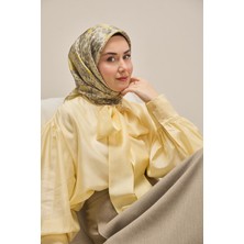 Silk Home Twill Ipek Eşarp Samanyolu Yeşil Bej 90X90