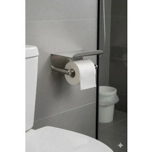 Buluthomes Bulut Art Paslanmaz Çelik Yapışkanlı Tuvalet Kağıdı Askılığı Raflı | Delmeden Montaj | Neme Dayanıklı