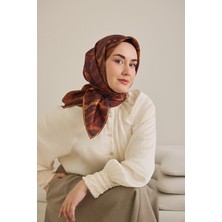 Silk Home Twill Ipek Eşarp Soyut Desen Acı Kahve 90X90
