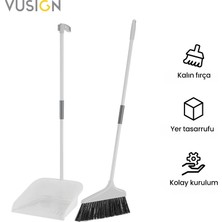 Vusign Süpürge Seti Süpürge + Toz Toplama Küreği Gri Beyaz