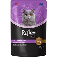 Reflex Plus Jöle Içinde Somonlu ve Ton Balıklı Yetişkin Kedi Konservesi 85 Gr*24 Adet
