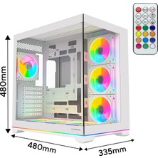 Rampage Kaızer Kumandalı 7*12CM Argb Fan+Kontrolcü Pwm Fanlı Atx/m-Atx Beyaz Oyuncu Kasası