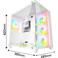 Rampage Arcturus Beyaz 7X120MM Rgb Fanlı 750W 80PLUS Bronze Midt Atx Gamıng Kasa