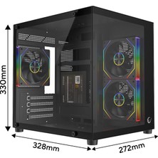 Rampage Lumıd 650W 80 Plus Bronze M-Atx Temperli Camlı 3*12CM Argb Fan Siyah Oyuncu Kasası