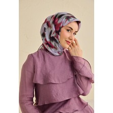 Silk Home Twill Ipek Eşarp Soyut Çiçek Desen Soluk Lila 90X90