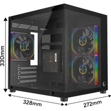 Rampage Lumıd 750W 80 Plus Bronze M-Atx Temperli Camlı 3*12CM Argb Fan Siyah Oyuncu Kasası