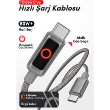 Fulltech FC152 Type-C To Type-C Pd 60W Hızlı Şarj Kablosu 1.2m – 480MBPS Veri Transferi, LED Göstergeli, Örgü Dayanıklı Kablo