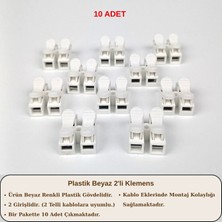 Retro Vitrini Plastik Beyaz 2'li Klemens Seti 10A Adet