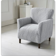 Bibaha Home yaprak Desen Jakarlı Tekli Koltuk Örtüsü Berjer Koltuk Kılıfı