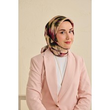Silk Home Twill Ipek Eşarp Soyut Çiçek Desen Somon 90X90