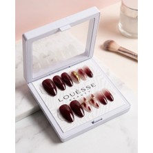 Louesse Beauty Louésse Burgundy Flame Takma Tırnak 12’li  Bordo Degrade Gold Detaylı Gece Nail