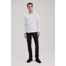 Jakamen Beyaz Comfort Fit Klasik Yaka Pamuk Karışımlı Gömlek