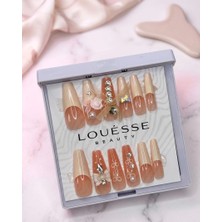 Louesse Beauty Louésse Peach Veil Takma Tırnak 12’li  Nude Şeftali Tonlu Taşlı Zarif Nail Set