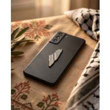 Zaytoon Metal Sticker Telefon Arka Süsü Filistin Haritası Kefiye Desenli Minimal 3D