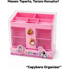 Munis Capybara Figürlü Masaüstü Organizer & Kalemlik | 4 Çekmeceli Çok Bölmeli Düzenleyici