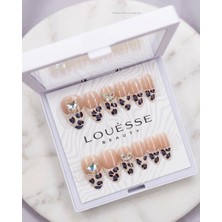 Louesse Beauty Louésse Wild Heart Takma Tırnak 12’li  Leopar Desenli Taşlı Nail Set