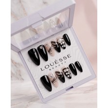 Louesse Beauty Louésse Midnight Pearl Takma Tırnak 12’li  Siyah Taşlı Inci Detaylı Nail Set