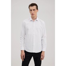 Jakamen Beyaz Comfort Fit Pamuk Karışımlı Gömlek