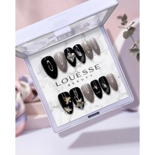 Louesse Beauty Louésse Midnight Luxe Takma Tırnak 12’li  Siyah Nude Taşlı Metal Detaylı Elegant Nail
