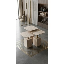 Mobilya Stant Most Thor Traverten 3'lü Zigon Mdf Sehpa (Evinize Teslim)
