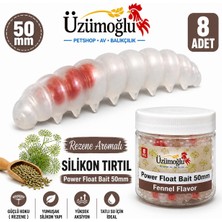 Üzümoğlu Şeffaf Sarımsak Aromalı Silikon Tırtıl 50MM 8 Adet Alabalık Yemi