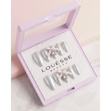 Louesse Beauty Louésse Silver Bow Charm Takma Tırnak 10’lu  Krom Gümüş Kurdele Taşlı Elegant Nail
